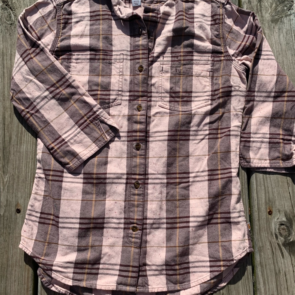 Carhartt Plaid Flannel Shirt in Brown and Cream